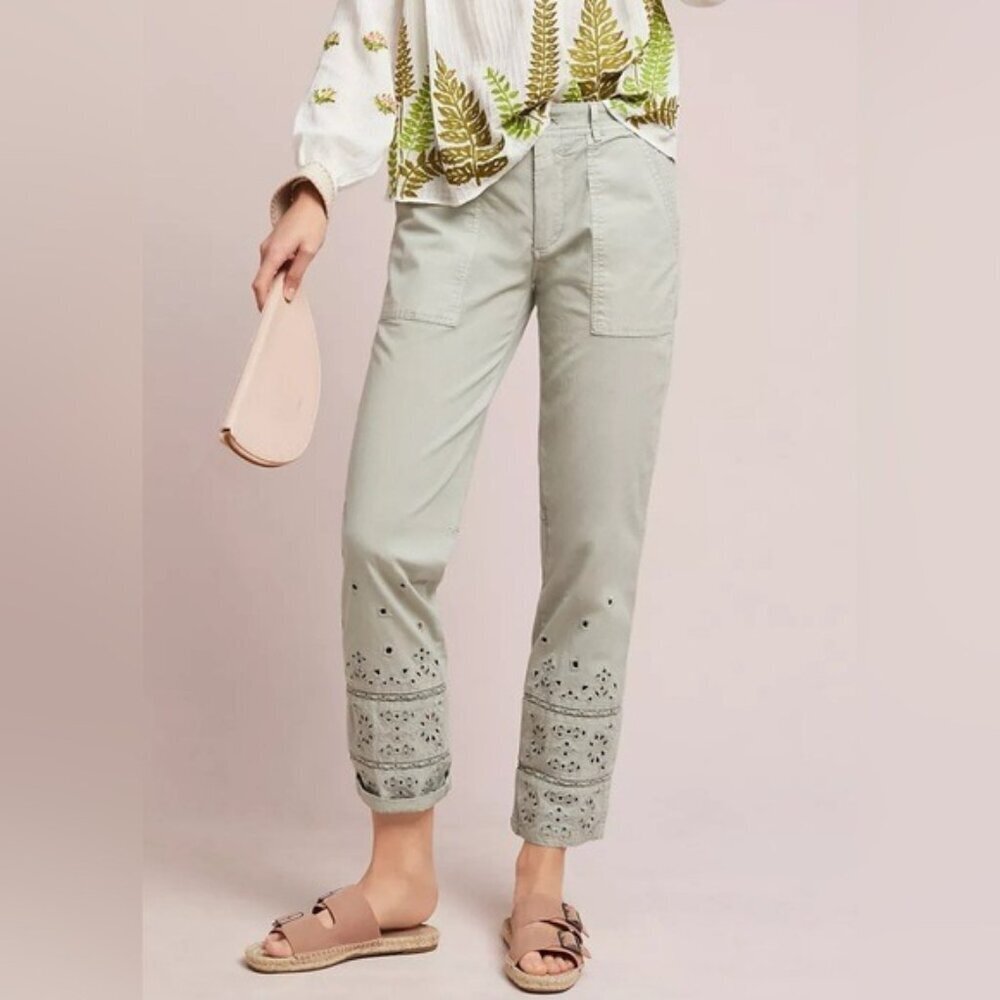 Anthropologie Eyelet Wanderer Utility Pants AG Adriano Cropped Pants women  26